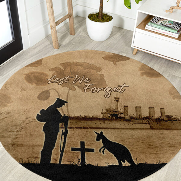 Australia ANZAC Day Round Carpet HMAS Sydney I Chatham-Class Light Cruiser LT05