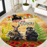 Australia And New Zealand ANZAC Day Round Carpet Kangaroo And Kiwi Bird Soldiers Lest We Forget LT05