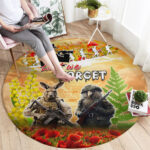 Australia And New Zealand ANZAC Day Round Carpet Kangaroo And Kiwi Bird Soldiers Lest We Forget LT05