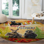 Australia And New Zealand ANZAC Day Round Carpet Kangaroo And Kiwi Bird Soldiers Lest We Forget LT05