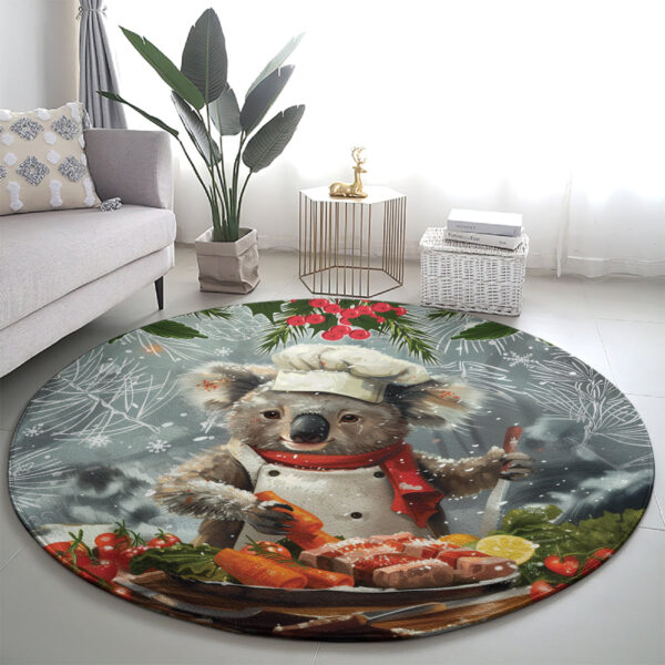 Koala Chef Christmas in July Round Carpet