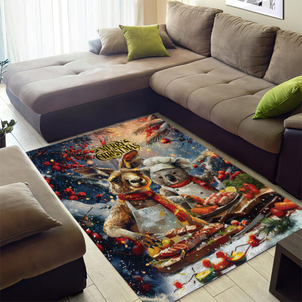 Aussie Christmas Kangaroo and Koala Area Rug LT9