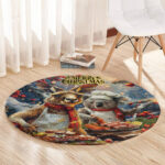 Aussie Christmas Kangaroo and Koala Round Carpet