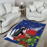 New Zealand Christmas In July Area Rug Fiordland Penguin With Pohutukawa Flower LT14