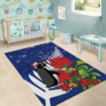 New Zealand Christmas In July Area Rug Fiordland Penguin With Pohutukawa Flower LT14