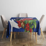 New Zealand Christmas In July Tablecloth Fiordland Penguin With Pohutukawa Flower