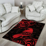 New Zealand Tui Bird Area Rug Aotearoa Maori Pattern - Red LT14