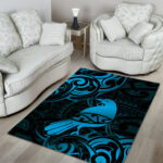 New Zealand Tui Bird Area Rug Aotearoa Maori Pattern - Blue LT14