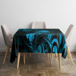 New Zealand Tui Bird Tablecloth Aotearoa Maori Pattern - Blue