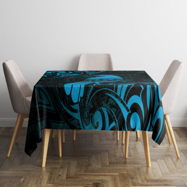 New Zealand Tui Bird Tablecloth Aotearoa Maori Pattern - Blue