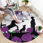 Australia Animal Heroes ANZAC Round Carpet Purple Poppy We Will Remember Them