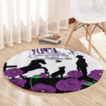 Australia Animal Heroes ANZAC Round Carpet Purple Poppy We Will Remember Them