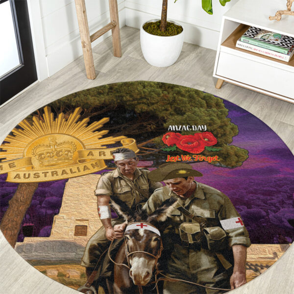 Australia ANZAC Day Round Carpet Lonesome Pine Australian Army With Donkey