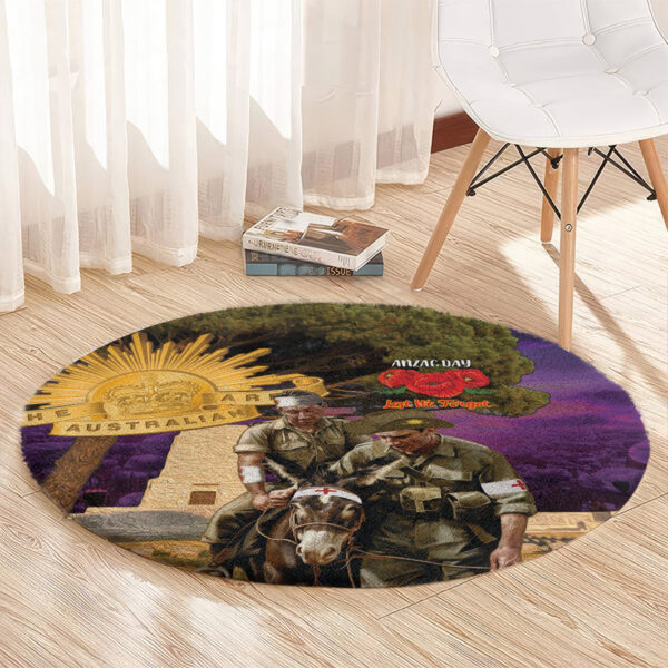 Australia ANZAC Day Round Carpet Lonesome Pine Australian Army With Donkey