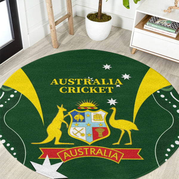 Australia Cricket Round Carpet 2024 World Cup Go Aussie - Green Version