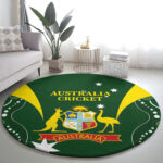 Australia Cricket Round Carpet 2024 World Cup Go Aussie - Green Version