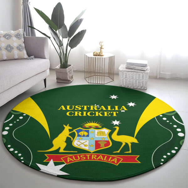 Australia Cricket Round Carpet 2024 World Cup Go Aussie - Green Version