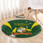 Australia Cricket Round Carpet 2024 World Cup Go Aussie - Green Version