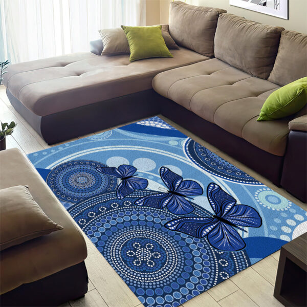 Australia Autism Awareness Area Rug 4 April Indigenous Butterfly LT14