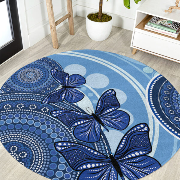 Australia Autism Awareness Round Carpet 4 April Indigenous Butterfly