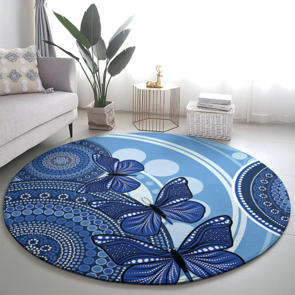 Australia Autism Awareness Round Carpet 4 April Indigenous Butterfly