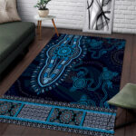 Blue African Dashiki With Australia Aboriginal Art Area Rug LT14