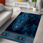 Blue African Dashiki With Australia Aboriginal Art Area Rug LT14