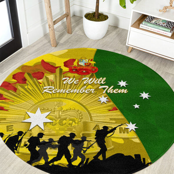 Australia Cricket ANZAC Day 2024 Round Carpet Australian Army Camouflage With Poppies