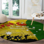 Australia Cricket ANZAC Day 2024 Round Carpet Australian Army Camouflage With Poppies