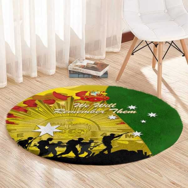 Australia Cricket ANZAC Day 2024 Round Carpet Australian Army Camouflage With Poppies