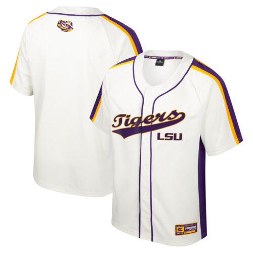 LSU Tigers Colosseum Ruth Button-Up Baseball Jersey - Cream - Lynsiley