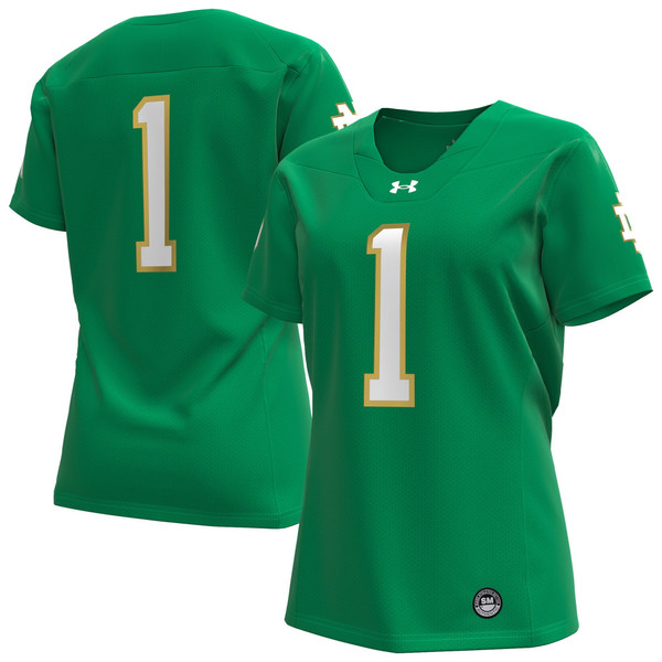 #1 Notre Dame Fighting Irish Under Armour Women's Replica Football Jersey - Kelly Green - Lynsiley