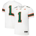 #1 Miami Hurricanes adidas Premier Football Jersey - White - Lynsiley