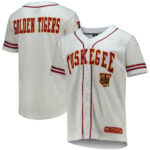 Tuskegee Golden Tigers Colosseum Free Spirited Mesh Button-Up Baseball Jersey - White - Lynsiley