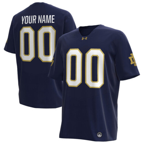 Notre Dame Fighting Irish Under Armour Custom Replica Football Jersey - Navy - Lynsiley