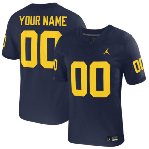 Michigan Wolverines Jordan Brand Youth Custom Football Game Jersey - Navy - Lynsiley