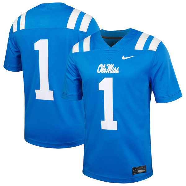 #1 Ole Miss Rebels Nike Untouchable Football Jersey - Powder Blue - Lynsiley