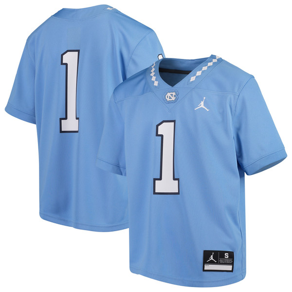 #1 North Carolina Tar Heels Jordan Brand Youth Team Replica Football Jersey - Carolina Blue - Lynsiley