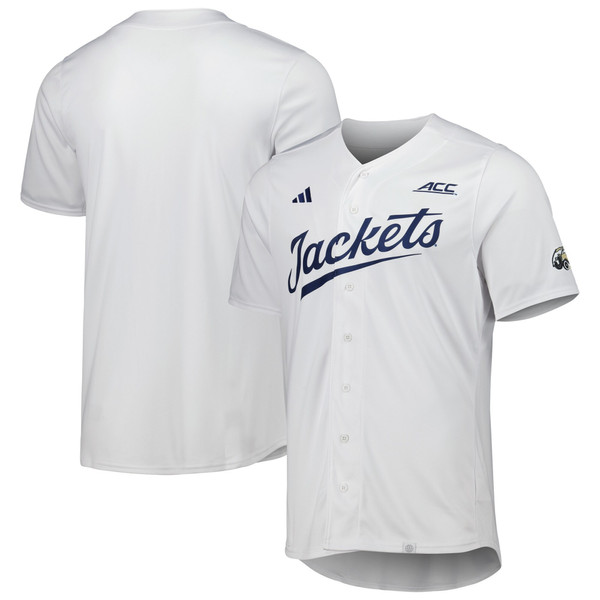 GA Tech Yellow Jackets adidas Team Baseball Jersey - White - Lynsiley