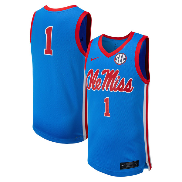 #1 Ole Miss Rebels Nike Replica Basketball Jersey - Powder Blue - Lynsiley