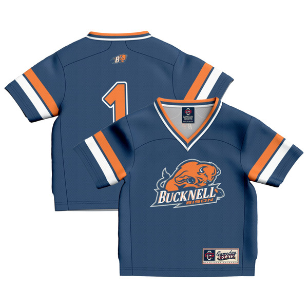 #1 Bucknell Bison GameDay Greats Toddler Collegiate Football Fashion Jersey - Blue - Lynsiley