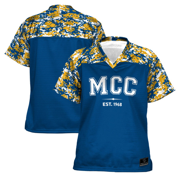 Madisonville Community College ProSphere Women's Camo Football Jersey - Blue - Lynsiley