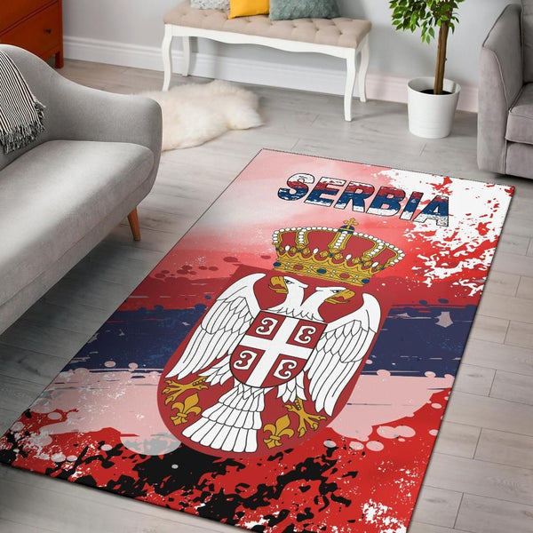Serbia Area Rug Serbia National Flag and Emblem - Lynsiley