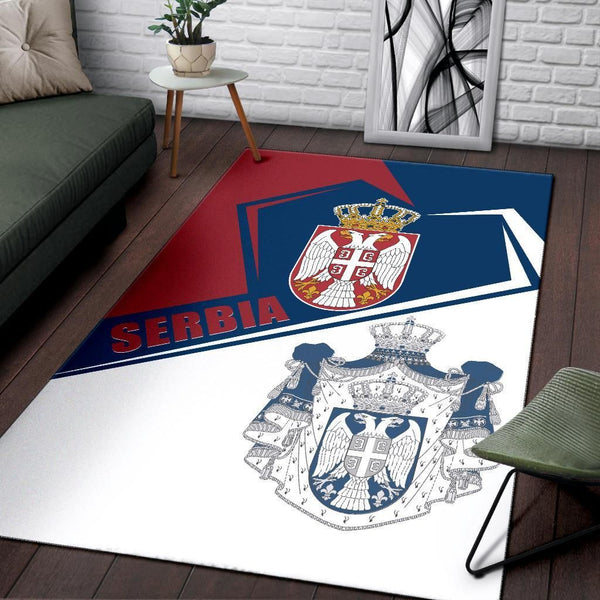 Serbia Area Rug Coat Of Arms Flag Style - Lynsiley
