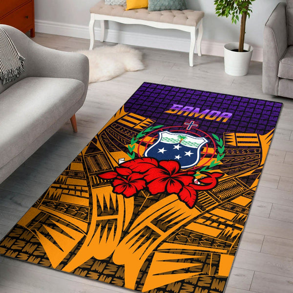 Samoa Area Rug Hibiscus With Tribal - Lynsiley