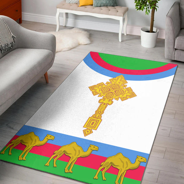 Eritrea Area Rug Cross Flag Camel White - Lynsiley
