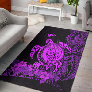 Hawaii Polynesian Area Rug Purple Sea Turtles Hawaiian - Lynsiley