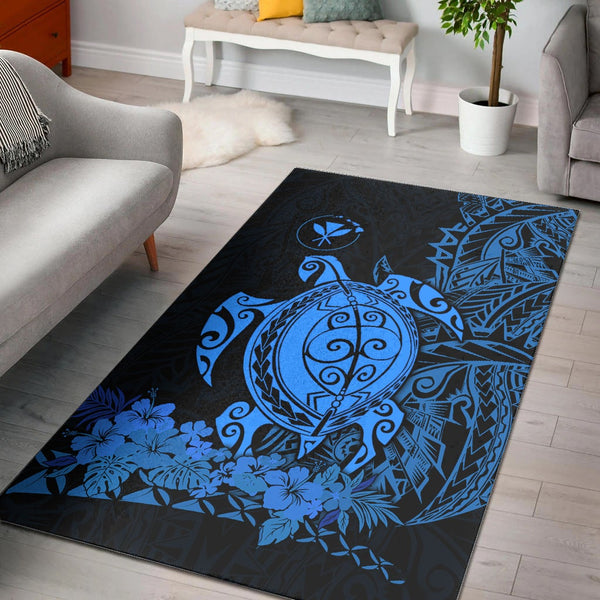 Hawaii Polynesian Area Rug Blue Sea Turtles Hawaiian - Lynsiley