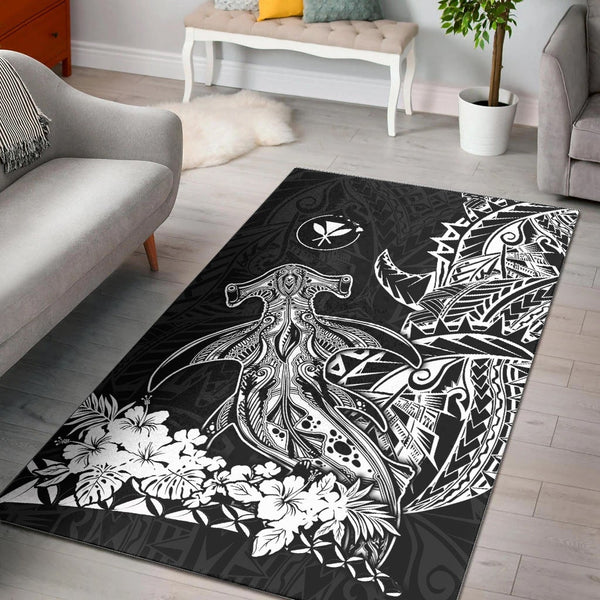 Hawaii Polynesian Area Rug Wild Hammerhead Sharks - Lynsiley