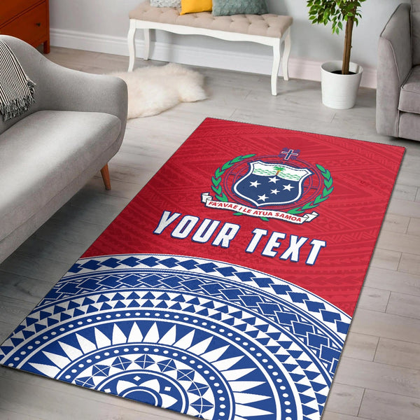 Custom Personalised Tuamasaga Samoa Area Rug Polynesian Pattern - Lynsiley